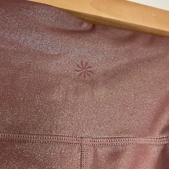 Athleta Chaturanga Tights Womens Size XS Pink Shimmer Stretch Leggings - Picture 6 of 13